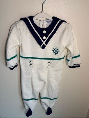 Friedknit Creations Vintage Nautical Footie Outfit Size 6M